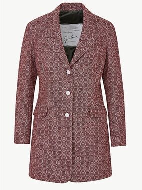 RRP $3200 GIULIVA HERITAGE KAREN Burgundy Patterned Tailored Blazer